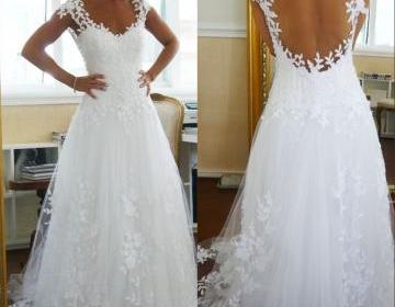 A Line Lace Bridal Wedding Dress On Luulla